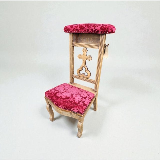 Antique French Prie-Dieu Prayer Chair with Carved Cross, 1800s For Sale - Image 11 of 11
