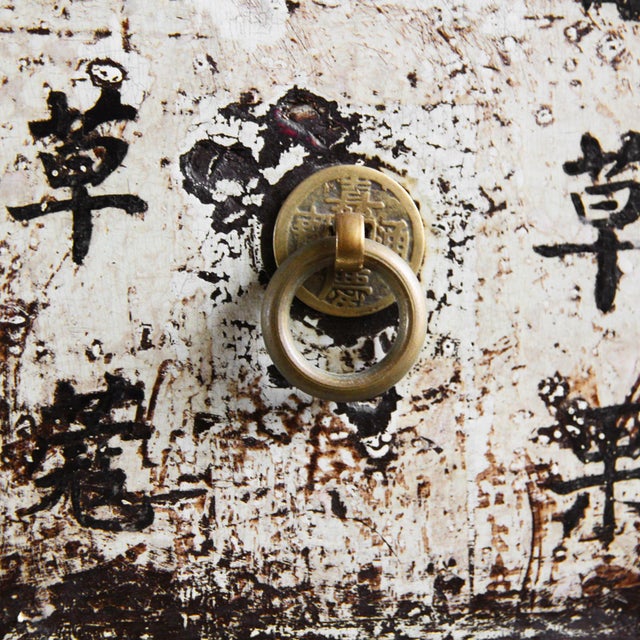 Antique White Painted Chinese Apothecary Cabinet For Sale - Image 4 of 5