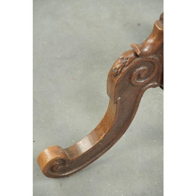 Tall Antique Oak Side Table with Wood Carving For Sale - Image 9 of 10
