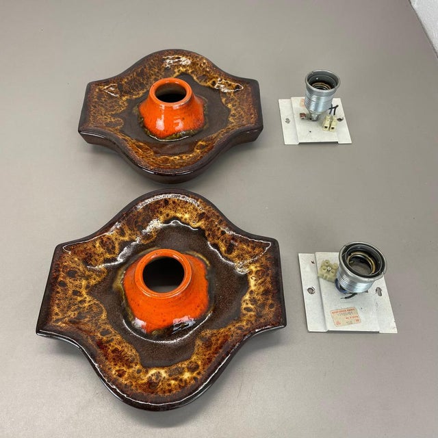 Fat Lava Ceramic Wall Lights from Hustadt Leuchten, Germany, 1970s, Set of 2 For Sale - Image 11 of 18