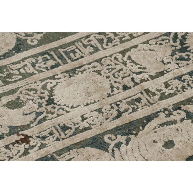 Textile Rug & Kilim's Modern Rug in Obscured Floral Columns on Chocolate Brown For Sale - Image 7 of 9