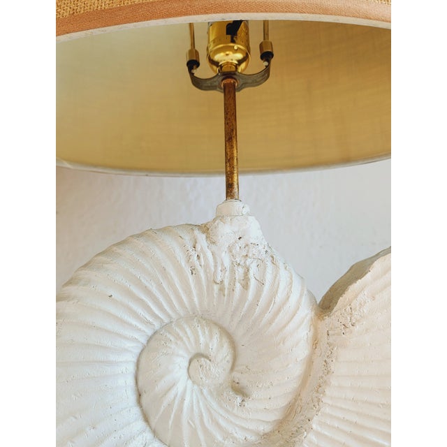 Metal Decorative Gilt Metal Ammonite Table Lamps-A Pair For Sale - Image 7 of 12