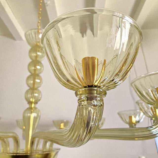 Glass 1980s Large Green Murano Glass Mid-Century Modern Chandelier For Sale - Image 7 of 10