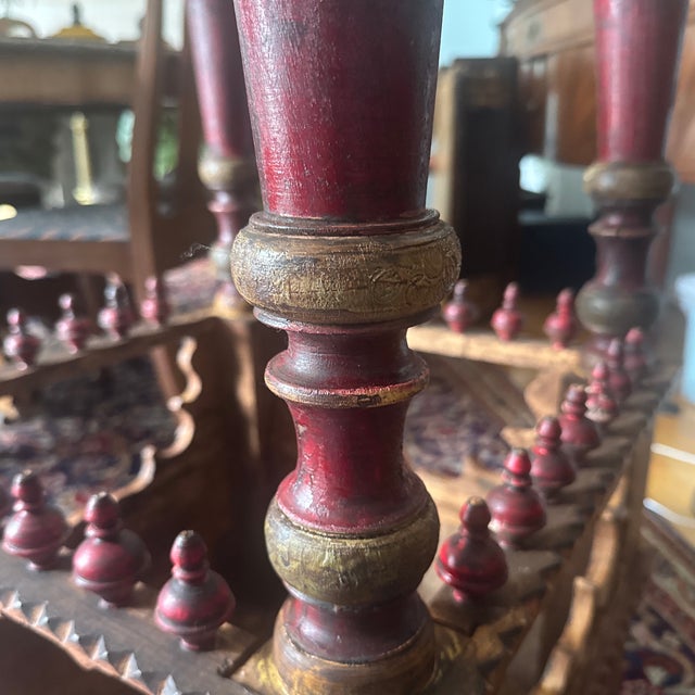 Early 20th Century Primitive Moorish Hand Carved Wooden Latticework Side Table For Sale - Image 12 of 12