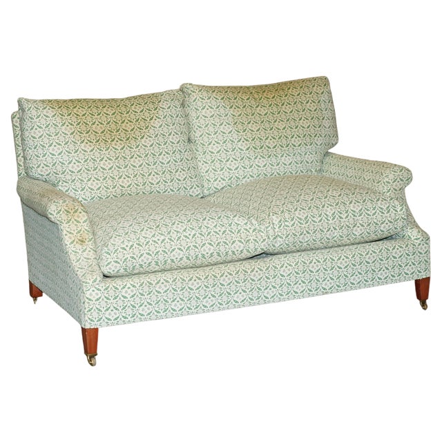 Ticking Fabric Sofa with Feather Fill Cushions from Howard & Sons Ltd For Sale