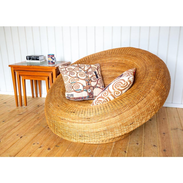 Isamu Kenmochi Mid-Century Modern Sculptural Wicker Basket Lounge Chair by Isamu Kenmochi, 1970s For Sale - Image 4 of 18