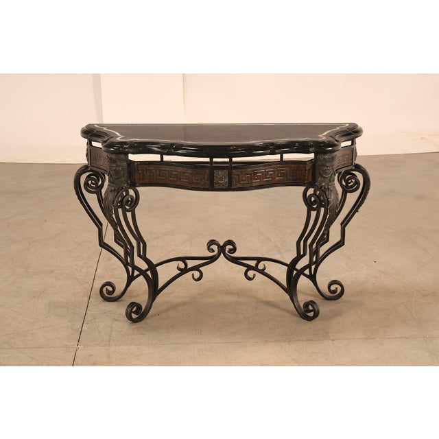 Maitland Smith Greek Key Console Table With Tessellated Marble Top For Sale - Image 14 of 18