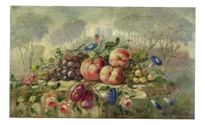 Vittorio Landi, Italian Still Life with Fruit and Flowers, 20th Century, Oil on Canvas