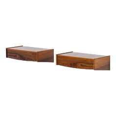 Floating Bedside Tables in Rosewood, Set of 2 For Sale