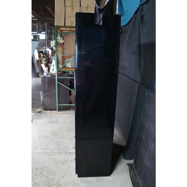 Black 1980s Henredon Scene Three Art Deco Style Walnut Burl Black Lacquer Armoire Wardrobe For Sale - Image 8 of 11