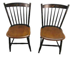 Hitchcock Pair of Maple Paint Decorated Chairs