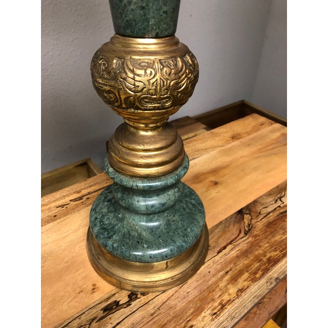 Vintage Green Marble & Brass Table Lamps A Pair Chairish