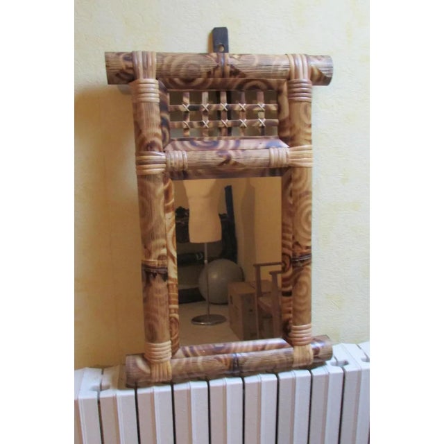 Beige Bamboo and Rattan Mirror, 1970s For Sale - Image 8 of 8