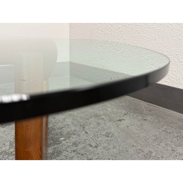 Transparent Isamu Noguchi Style Glass + Wood Coffee Table For Sale - Image 8 of 12