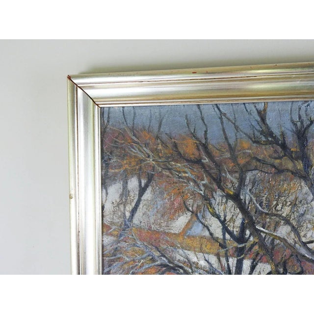 Antique 1902 Continental School Winter Snow Scene Painting For Sale In Seattle - Image 6 of 8