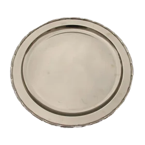 Round Engraved Solid Brass Tray, 1970s