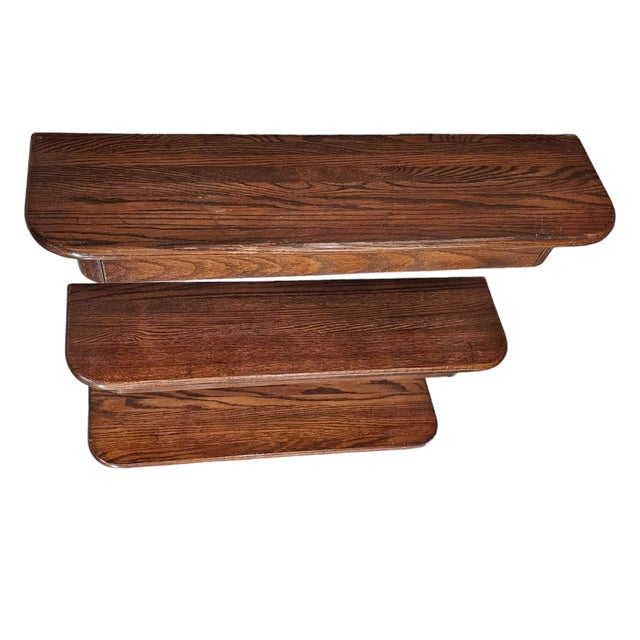 Wood Mid Century Floating Oak Shelves Coved Rounded Corners Set of (2) 21"l For Sale - Image 7 of 7
