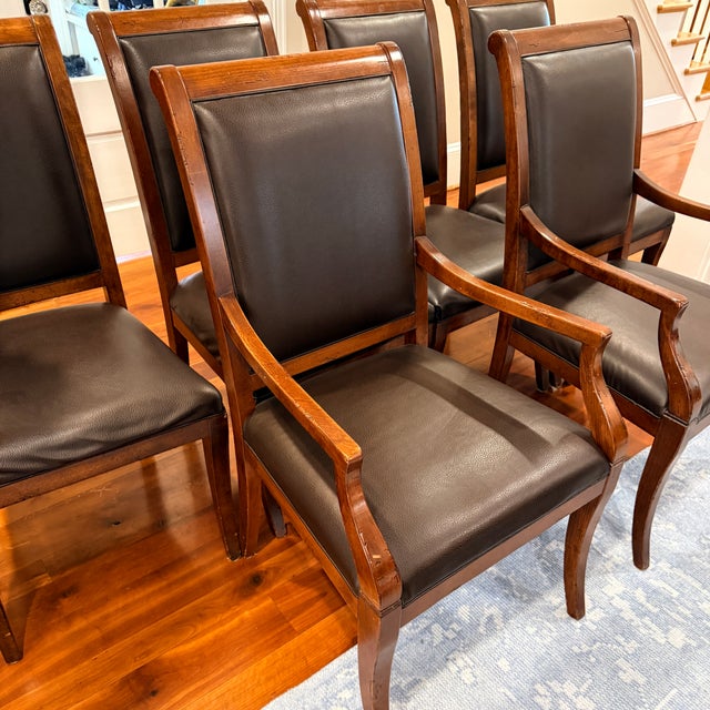Set of 6 Arhaus Leather Dining Chairs For Sale - Image 9 of 9