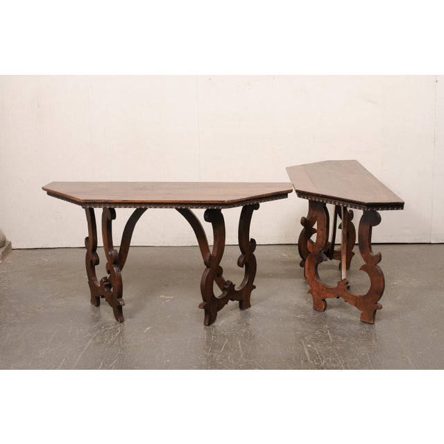 19th Century Italian Halved-Octagon Lyre Leg Consoles For Sale - Image 9 of 12