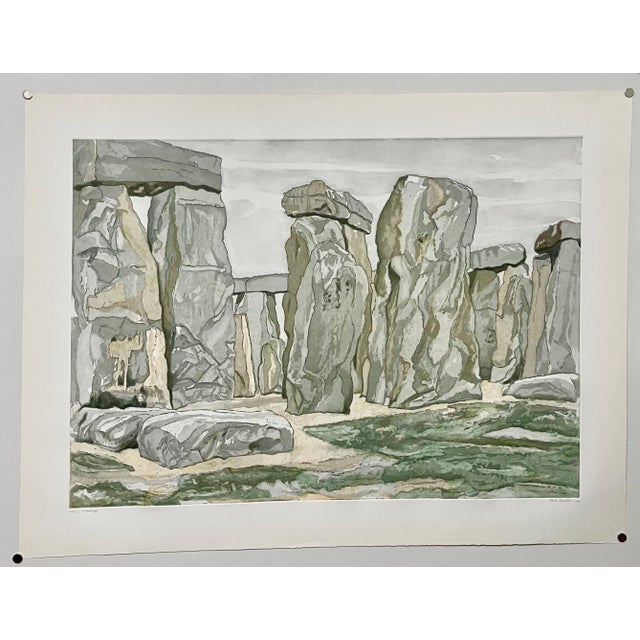 Philip Pearlstein (American, 1924-2022) Stonehenge Landscape Sugar Lift Aquatint Etching with Roulette on Rives BFK Paper,...