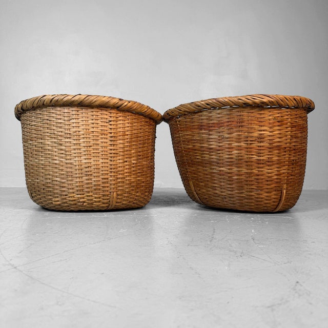 Shōwa Japanese Bamboo Baskets, 1950, Set of 2 For Sale - Image 13 of 13
