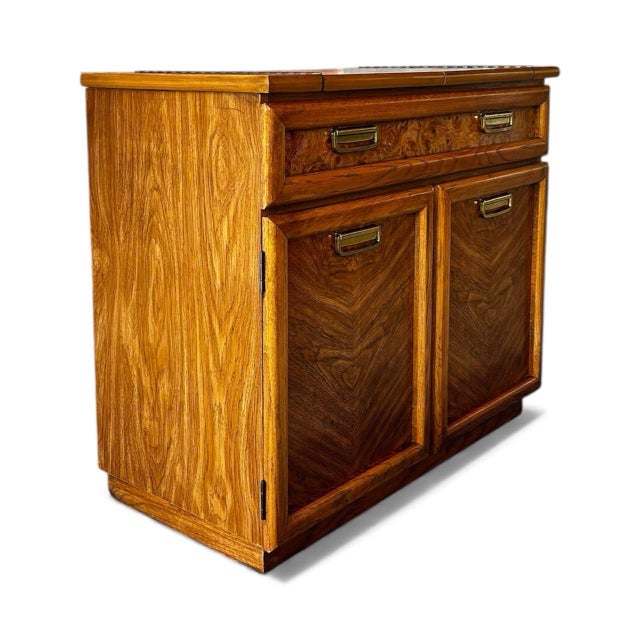 Broyhill Mid-Century Broyhill Walnut Bar Cabinet / Server Credenza Buffet For Sale - Image 4 of 10
