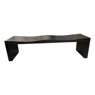 Andrianna Shamaris Charred Teak Wood Wave Bench For Sale