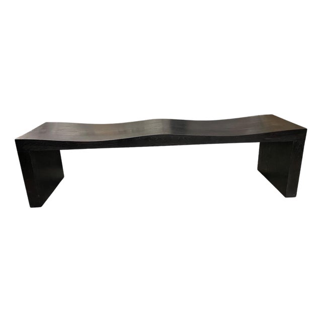 Andrianna Shamaris Charred Teak Wood Wave Bench For Sale