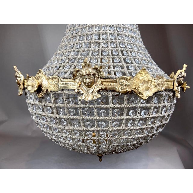Metal 1970s French Louis XVI Bronze Gold Crystal Chandelier For Sale - Image 7 of 8