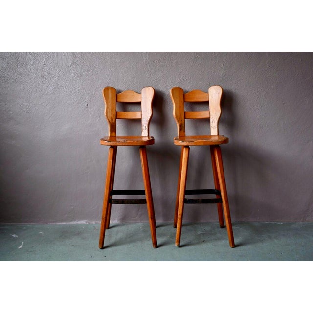 Brutalist Stools in Wood and Wrought Iron, 1970s, Set of 2 For Sale - Image 10 of 14