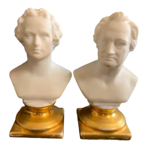 1950s Mini Busts of Composers Mozart and Wagner- Set of 2