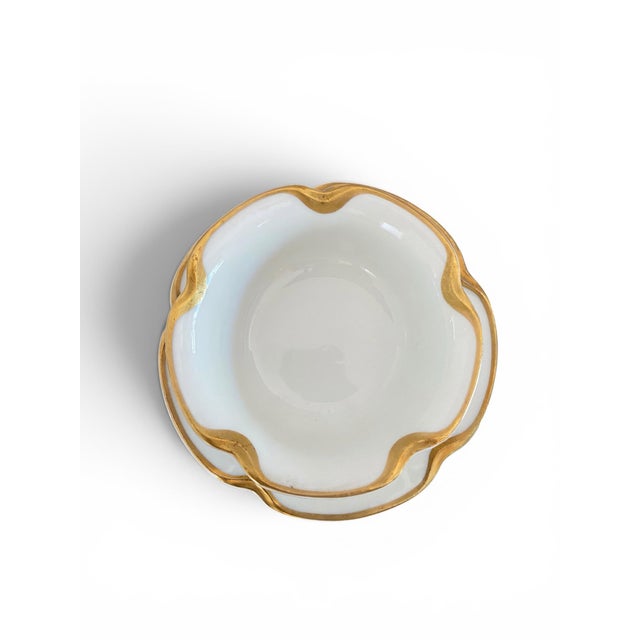 Traditional Antique 1900s Haviland Limoges "Silver Anniversary" Porcelain Ramekins & Saucers - Set of 8 For Sale - Image 3 of 11