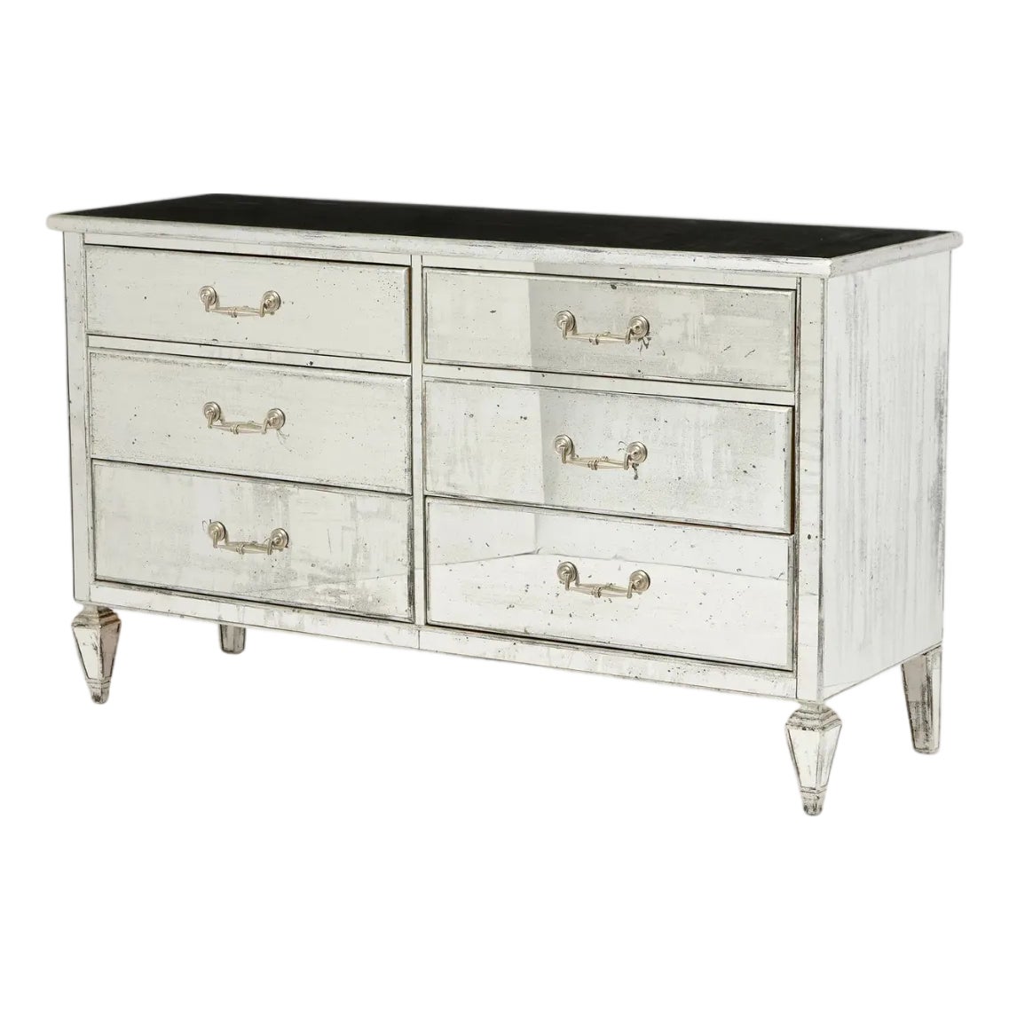 painted silver dresser Painted Silver & Mirrored Six Drawer Dresser
