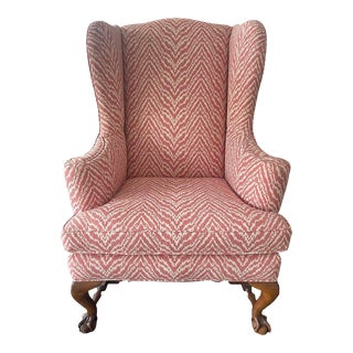 Late 20th Century Reupholstered Wingback Chair For Sale