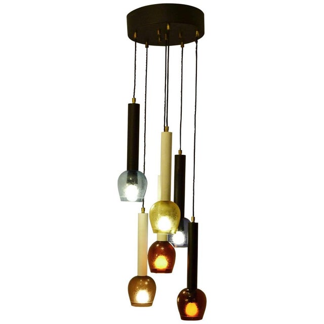 Italian Hanging Light in Hand Blown Coloured Glass from Stilnovo, 1960s For Sale - Image 12 of 12