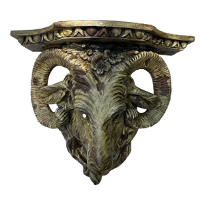 Late 20th Century Ornate Ram's Head Wall Shelf