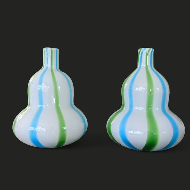 Vintage 1990s Murano Glass Style Gourd Vases- A Pair For Sale - Image 12 of 13