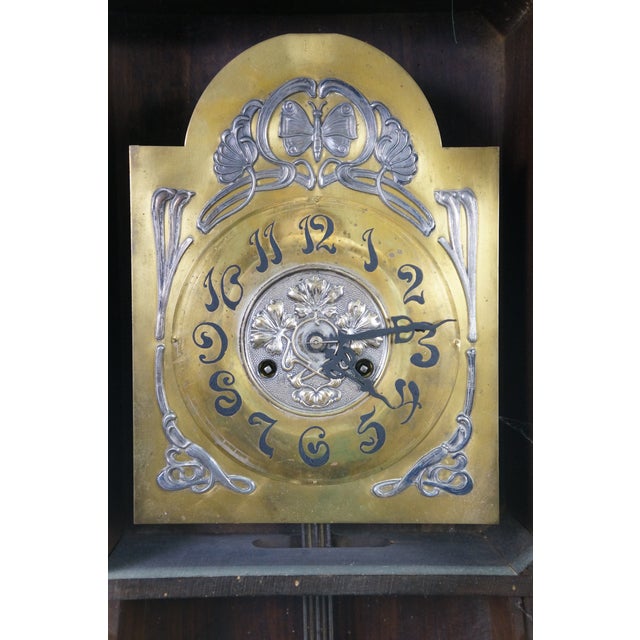 Antique Art Nouveau German Black Forest Jugendstil Walnut Regulator Wall Clock For Sale - Image 9 of 18