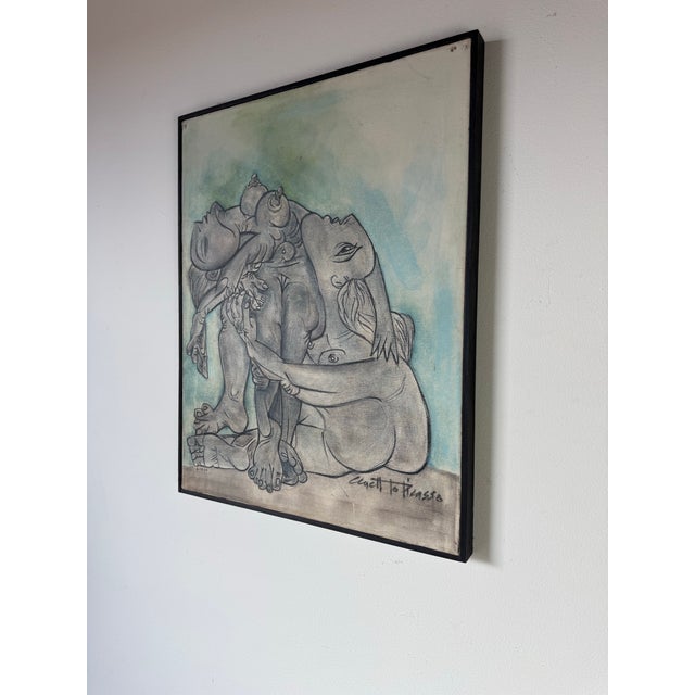 1974 Vintage “Copy of Picasso” Surrealist Abstract Painting by St. Croix For Sale - Image 4 of 11