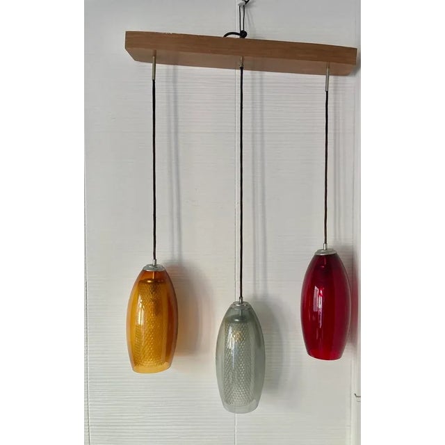 Red Lamp with Three Colored Glass Globes For Sale - Image 8 of 8