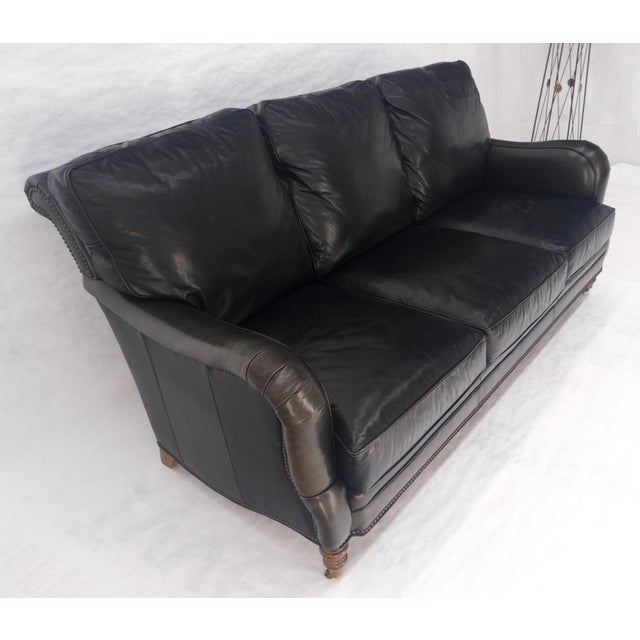 Madrid Hartwell Black Leather Sofa by Wesley Hall MINT! For Sale - Image 9 of 14