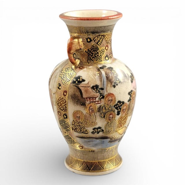 Antique Meiji Satsuma Miniature Vase with Gilt Figural Scene, 1890 For Sale - Image 6 of 11