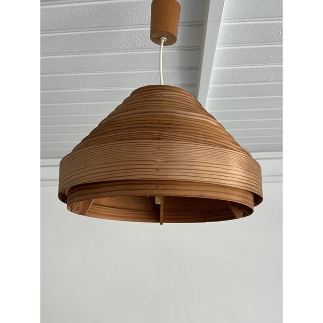 Wood Pine Pendant Lamp by Hans Agne Jakobsson for Ellysett, 1960s For Sale - Image 7 of 14