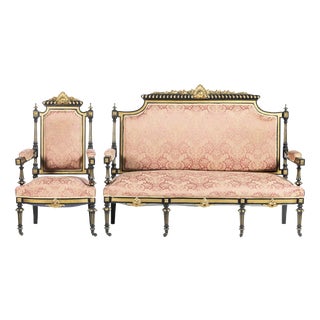 Queen Mary Sofa and Armchair, 19th Century, Set of 2 For Sale