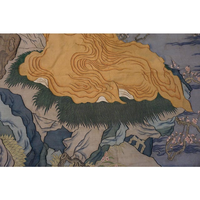 Sky Blue Majestic Multi Color With Figurative Design Antique Chinese Textile For Sale - Image 8 of 12