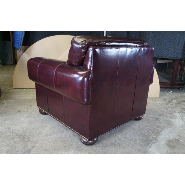 Whittemore-Sherrill Burgundy Leather Library Club Chairs & Ottoman Set- 3 Pieces For Sale - Image 10 of 10