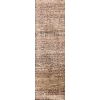 Nazmiyal Collection Neutral Abrash Modern Runner Rug For Sale
