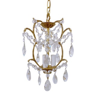 Vintage Small Brass Chandelier For Sale