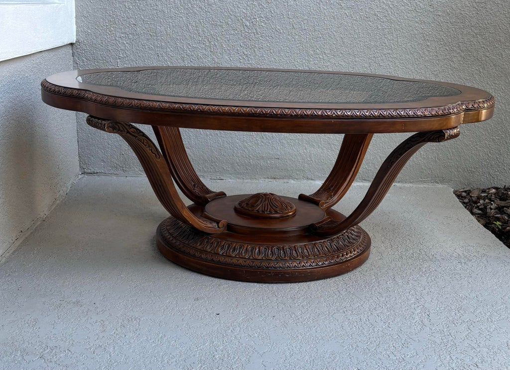 Drexel Heritage Talavera Oval Cocktail/Coffee Table – Glass Top