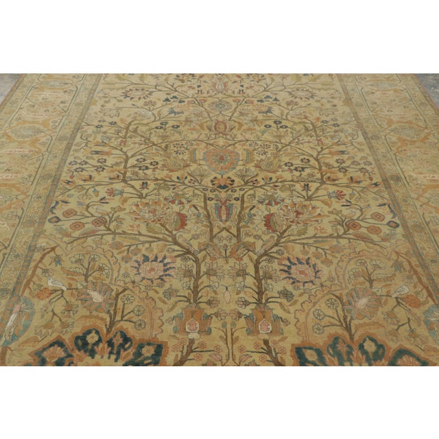 Rug & Kilim Antique Tehran Wool & Silk Rug by Rug & Kilim, Gold Tree of Life, 1900-1919 For Sale - Image 4 of 9